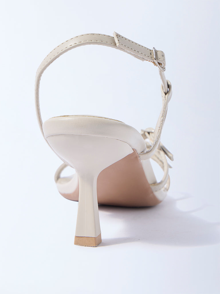 LUNA BLU Ivory Multi-Strap Kitten Sandals