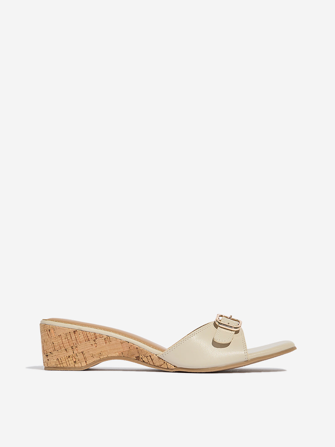 Westside LUNA BLU Women's Ivory Wedge Sandals Side View
