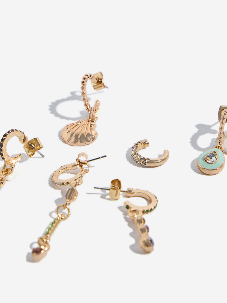Westside Accessories Gold Single Earring Stacks - Pack of 6