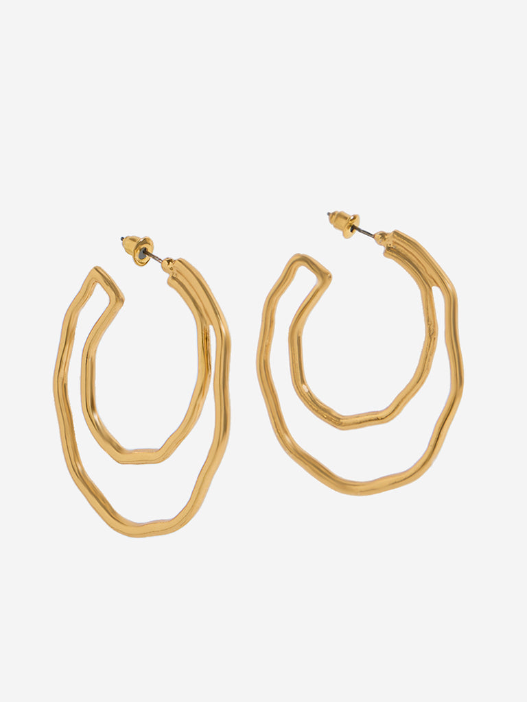 Westside Accessories Gold Double Circular Hoop Earrings