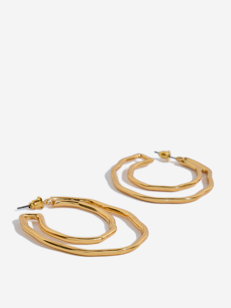 Westside Accessories Gold Double Circular Hoop Earrings