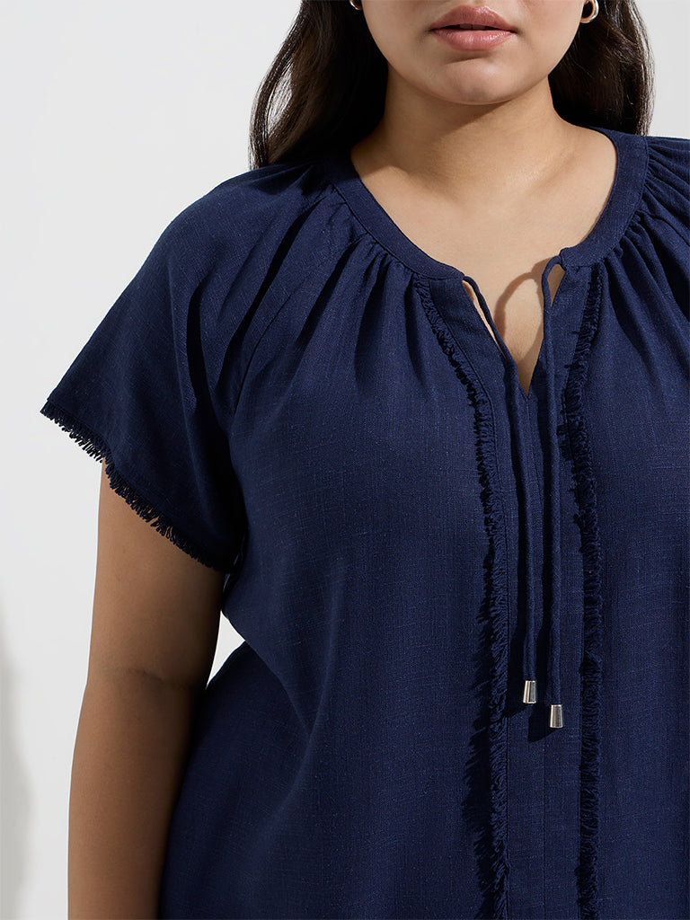 Gia Navy Solid Blouse