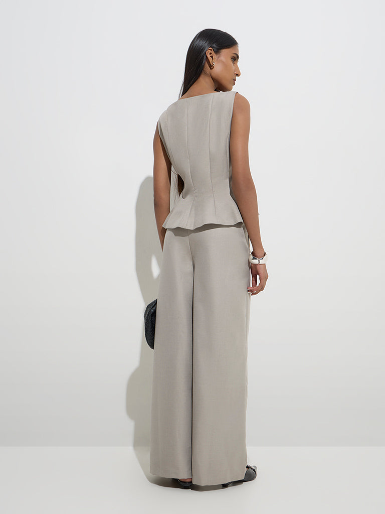 Wardrobe Grey Solid Peplum Top