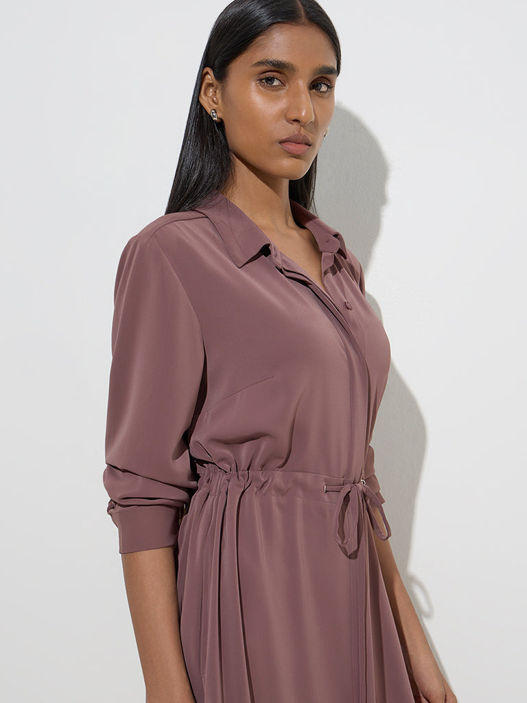 Wardrobe Brown Solid Shirt Dress