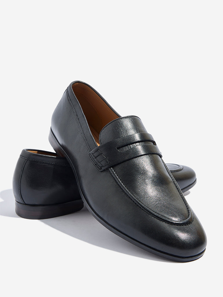Westside SOLEPLAY Men's Black Penny Loafers Zoomed View