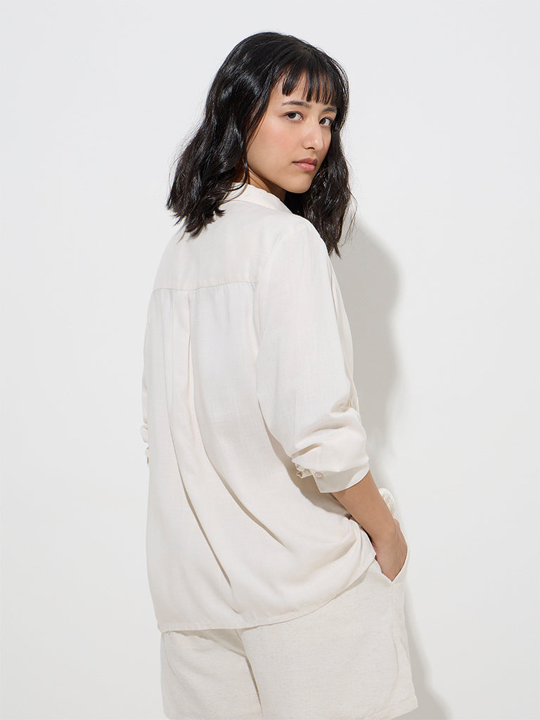 LOV Off-White Sun Embroidered Shirt