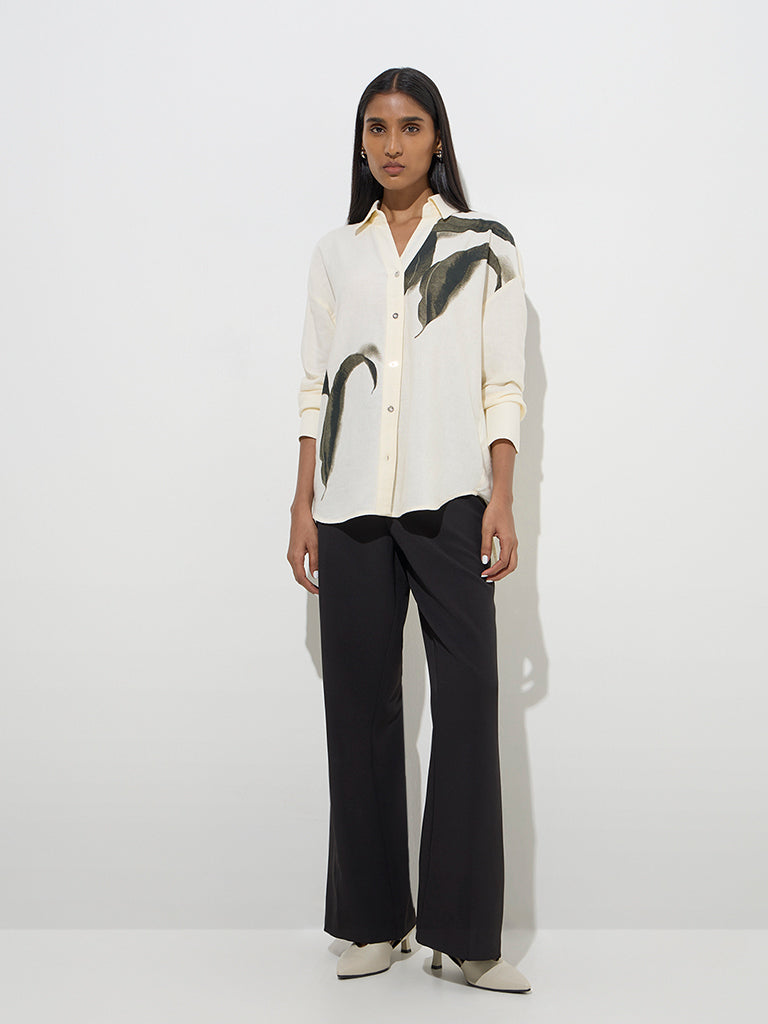 Wardrobe Cream Leaf Patterned Shirt