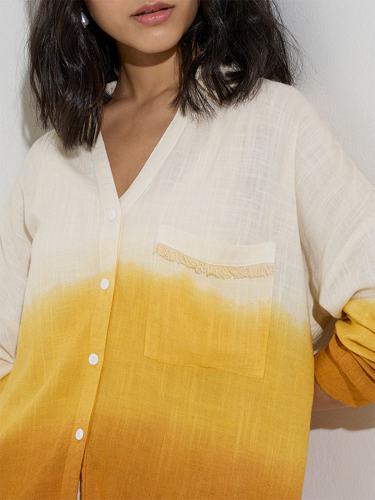 LOV Off-White Ombre-Finish Shirt