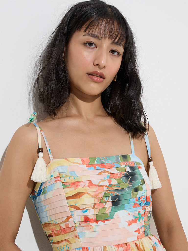 Westside LOV Women's Multicolour Scenic-Inspired Cotton A-Line Dress for Casual Wear Zoom View
