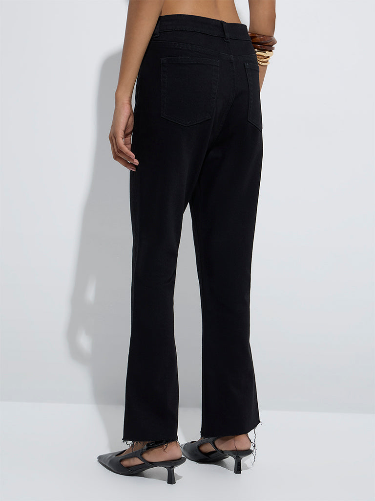 westisde LOV Women's Black Bootcut High-Rise Jeans for Casual Wear Back View