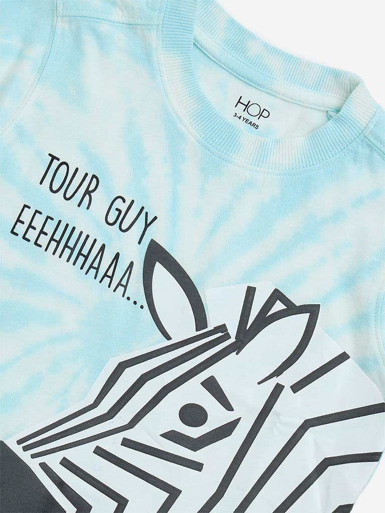 westisde HOP Boys' Kids Blue Animal Design Cotton T-Shirt for Casual Wear Zoom View
