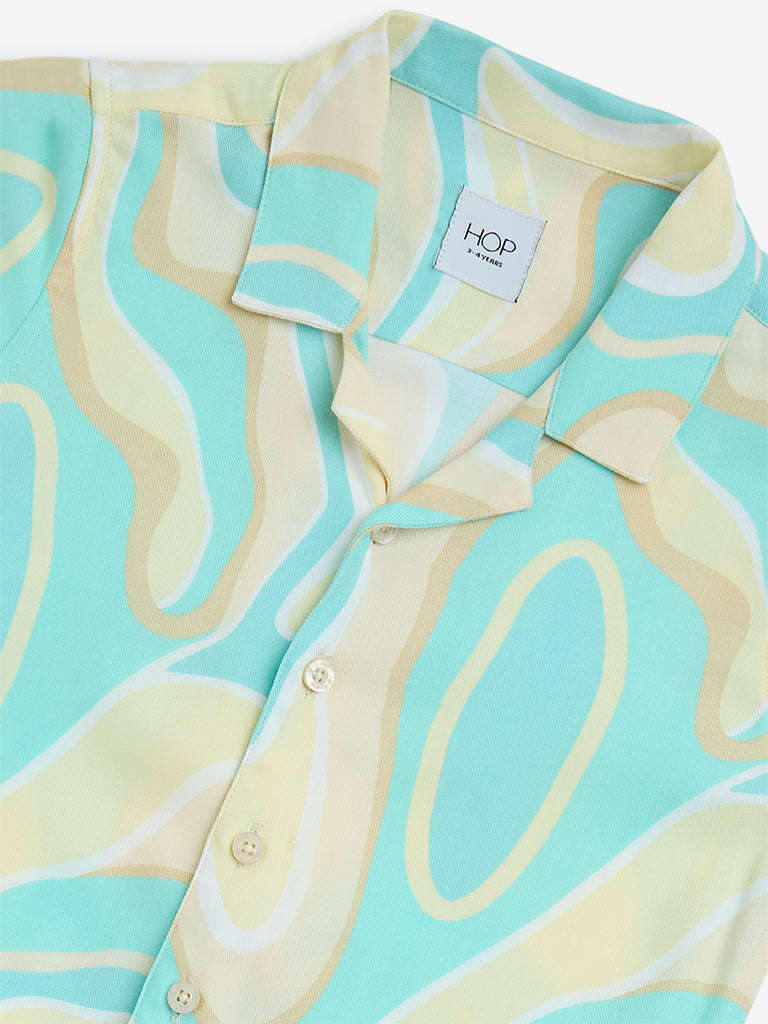 westisde HOP Boys' Kids Multicolour Marble Printed Resort-Fit Shirt for Casual Wear Zoom View