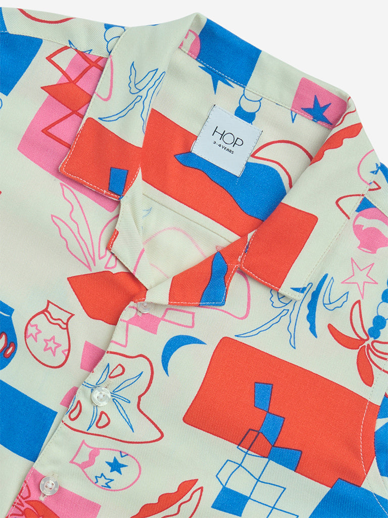 westisde HOP Boys' Kids Multicolour Abstract Printed Shirt for Casual Wear Zoom View