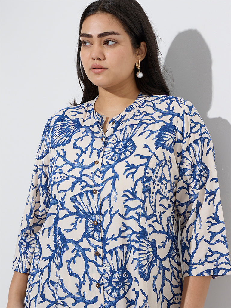 Diza Blue Marine-Inspired A-Line Kurta