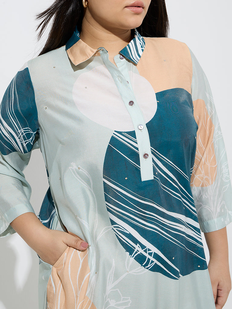 Westside Diza Women's Multicolour Floral Design A-Line Kurta for Work Wear Zoom View