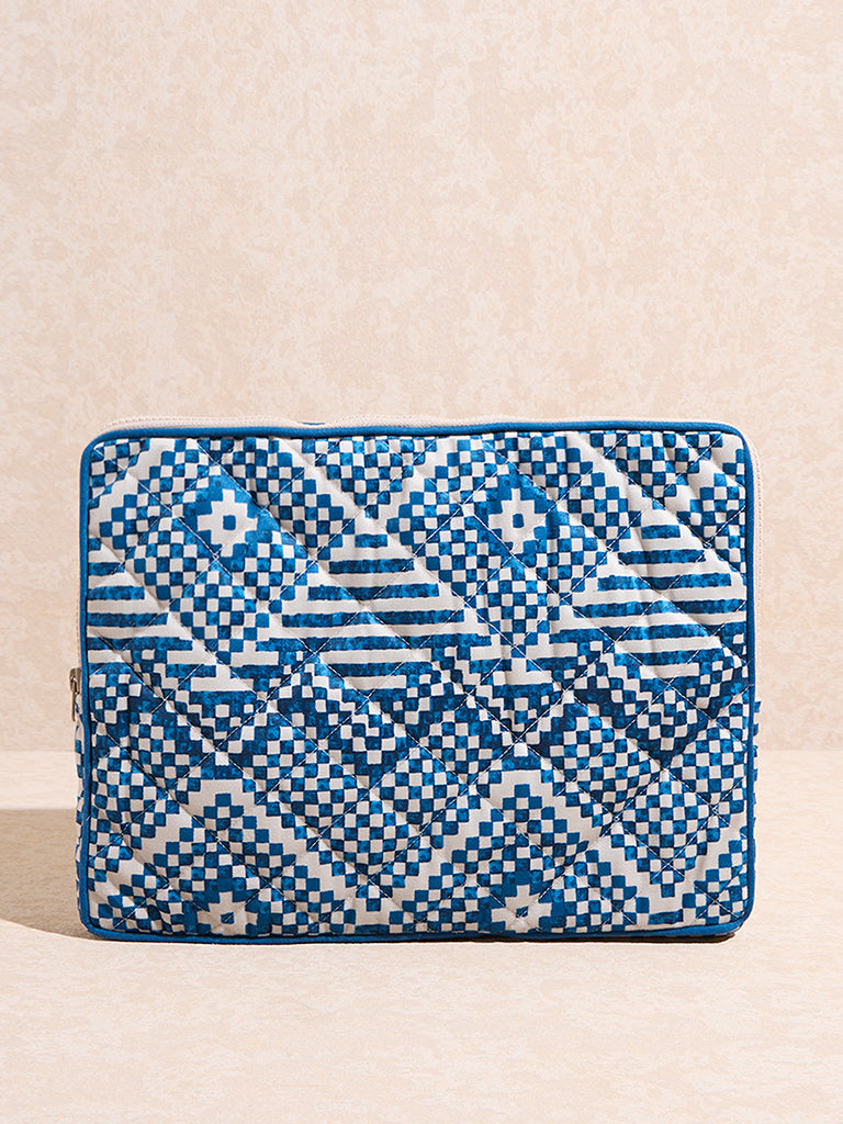 Westside Home Blue Geometric Design Laptop Sleeve