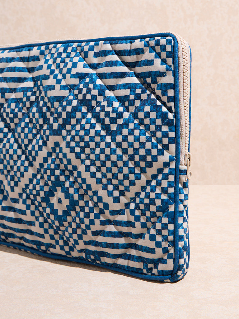 Westside Home Blue Geometric Design Laptop Sleeve
