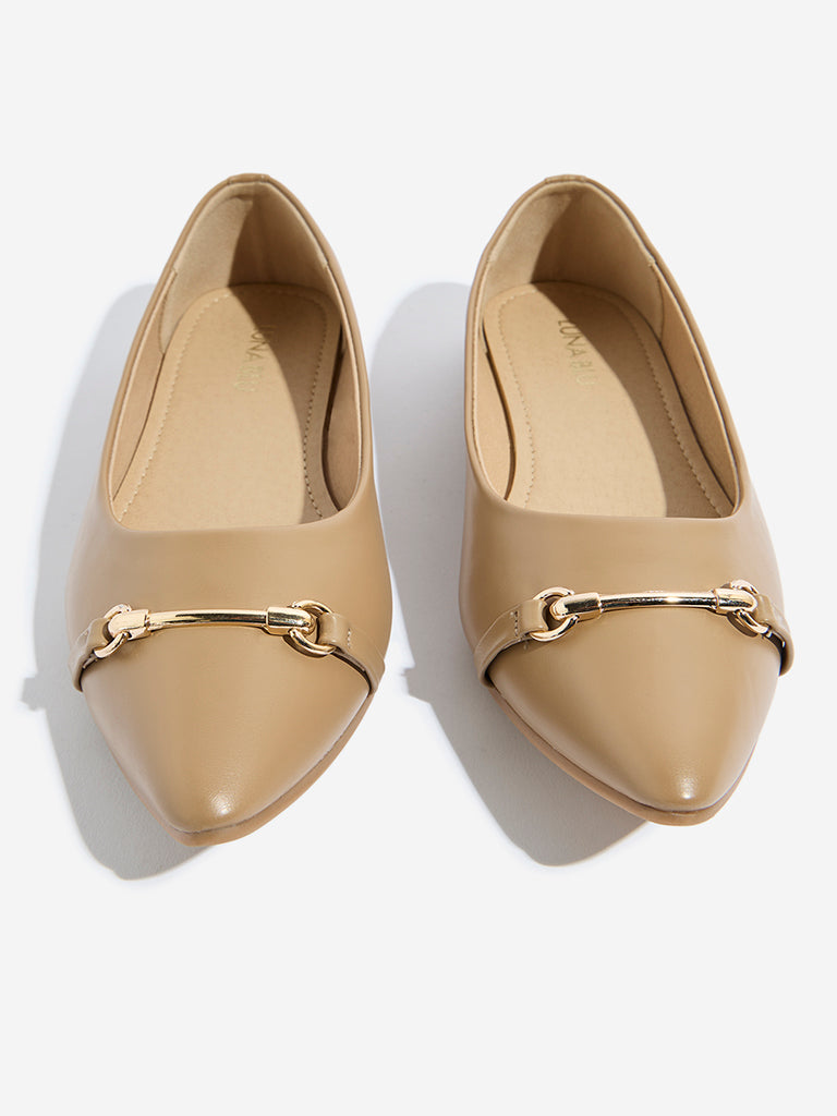 Westside LUNA BLU Women's Beige Ballerina for Casual Wear Zoomed View