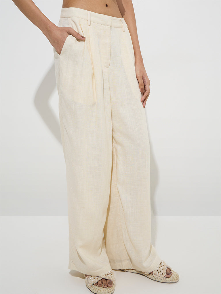 Nuon Off-White Mid-Rise Trousers
