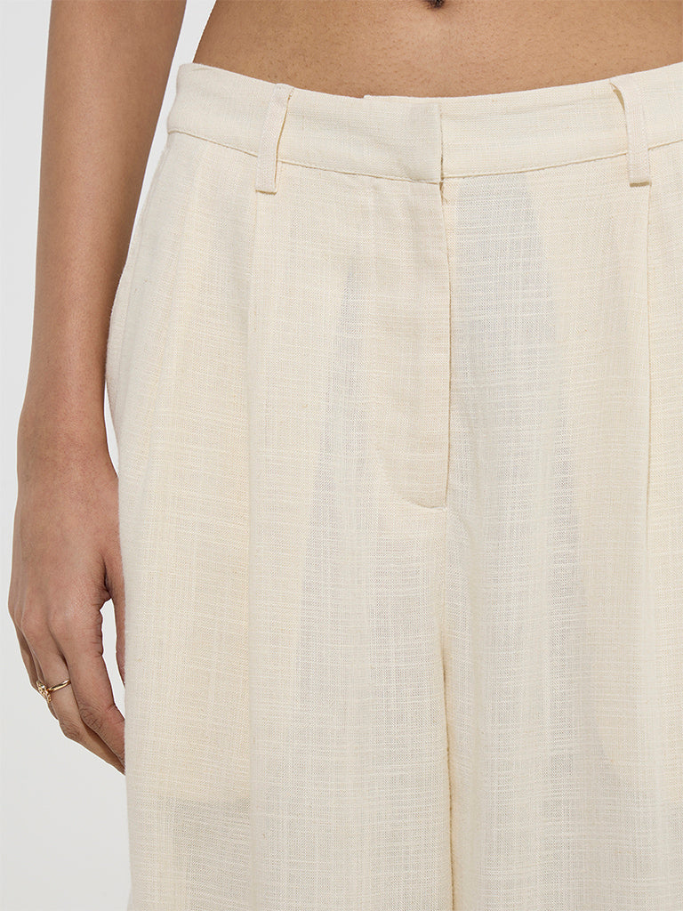 Nuon Off-White Mid-Rise Trousers