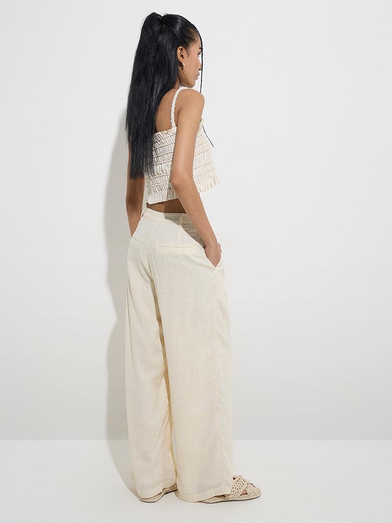 Nuon Off-White Mid-Rise Trousers