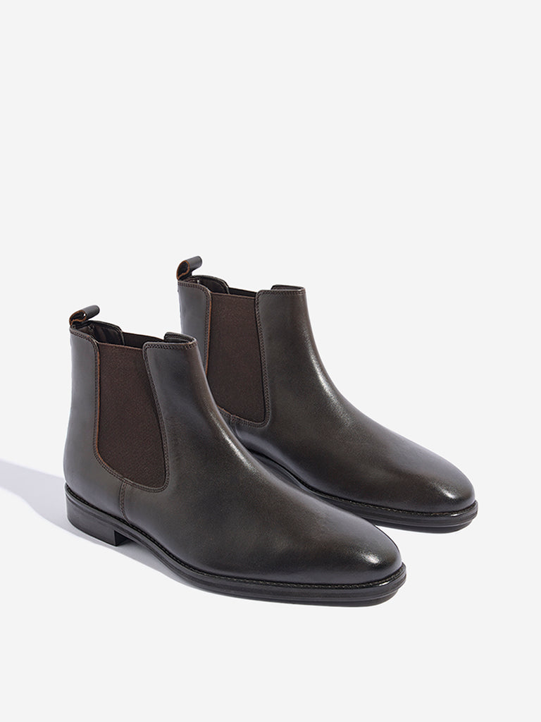 Westside SOLEPLAY Men's Dark Brown Chelsea Boots Front View