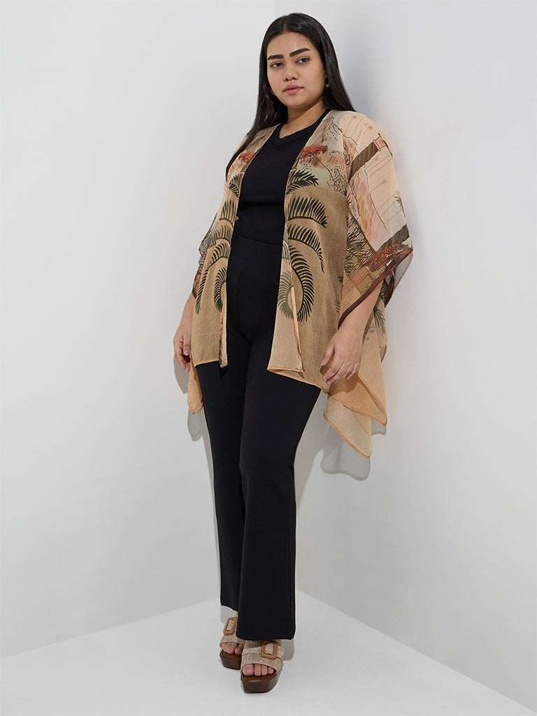 Westside Gia Women's Multicolour Tropical-Inspired Shrug for Casual Wear Full Model View