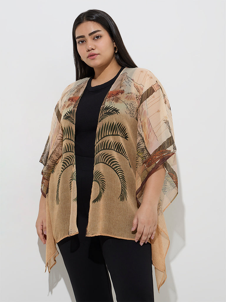 Westside Gia Women's Multicolour Tropical-Inspired Shrug for Casual Wear Front View