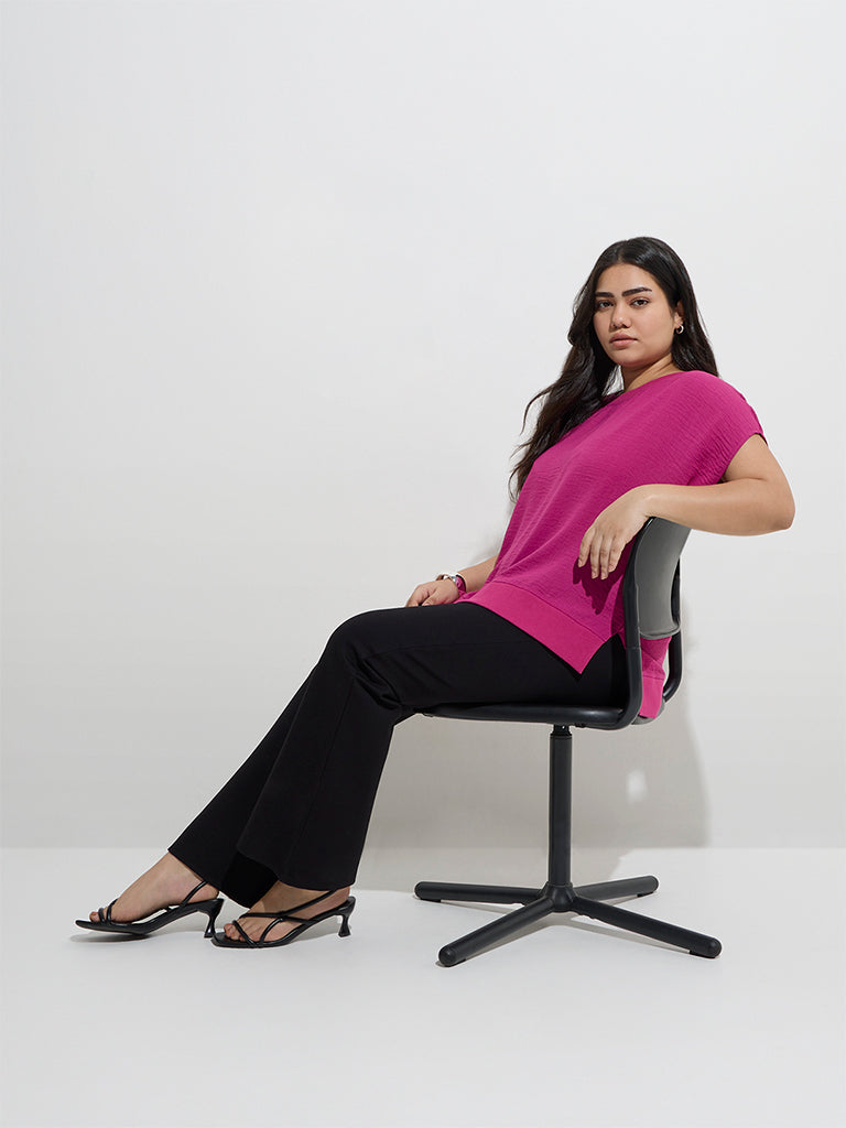 Gia Fuchsia Solid Cotton High-Low Top