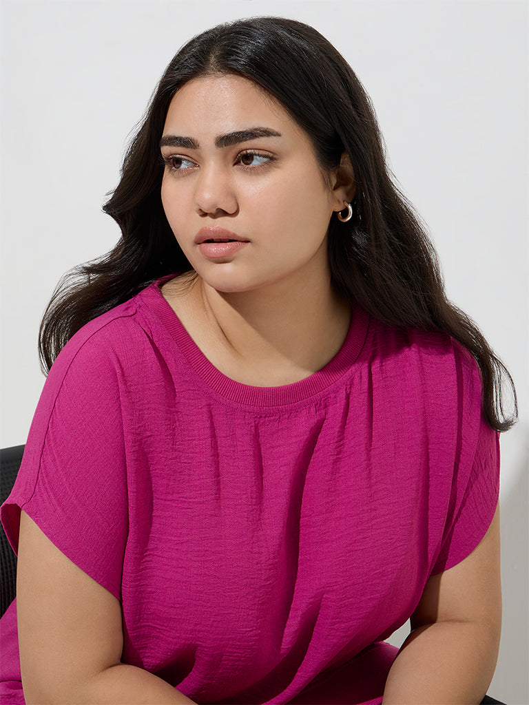 Gia Fuchsia Solid Cotton High-Low Top