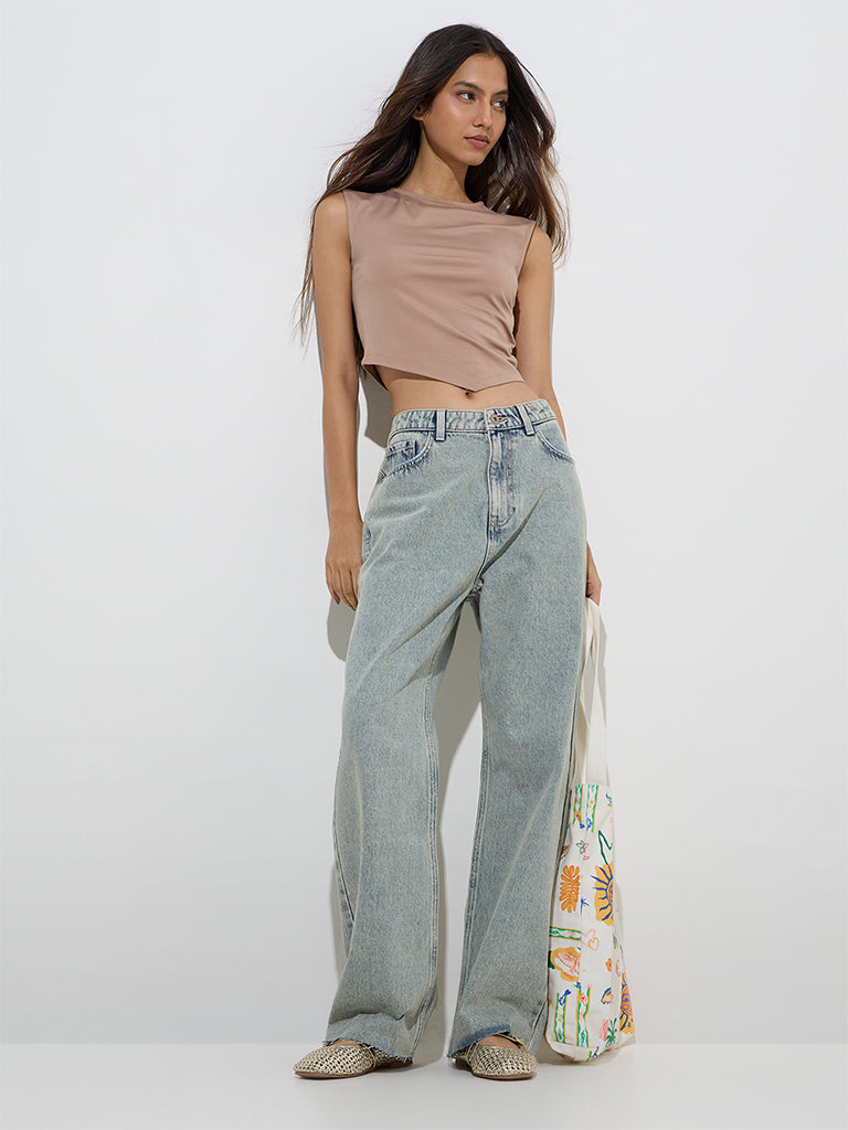 Nuon Light Blue Washed Relaxed - Fit Mid - Rise Jeans