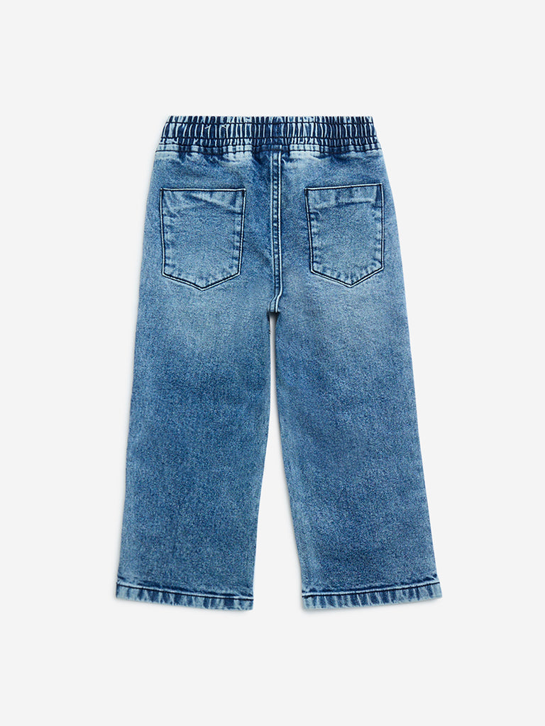 HOP Kids Blue Faded Relaxed - Fit High - Rise Jeans