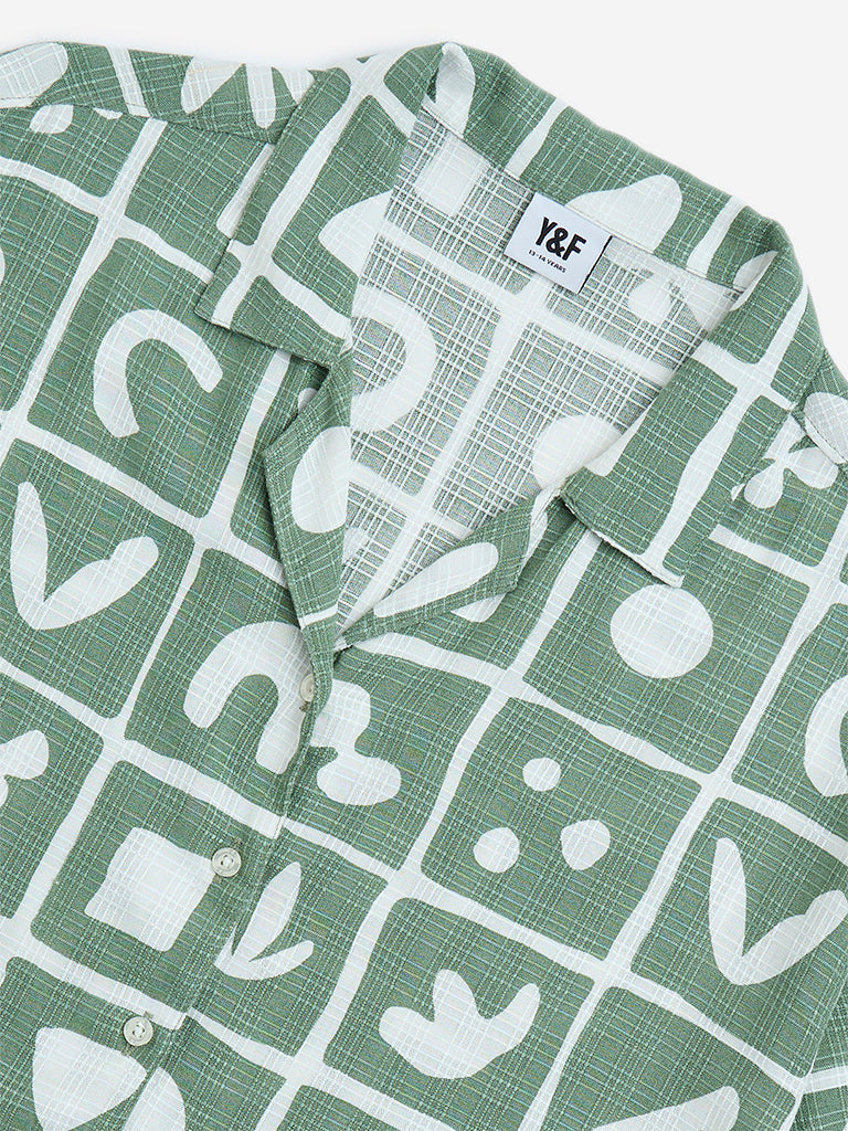 westisde Y&F Girls' Kids Sage Abstract Design Shirt for Casual Wear Zoom View