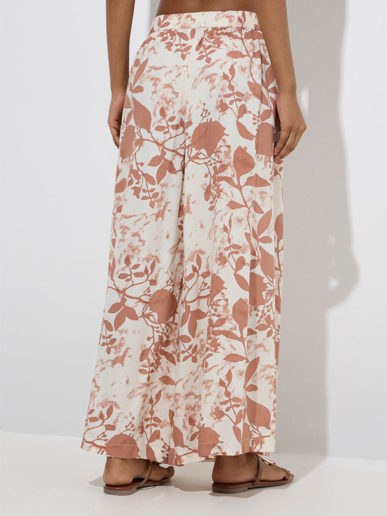 Utsa Rust Botanical Printed Palazzos