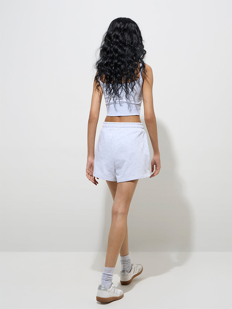 Studiofit Grey High-Rise Cotton-Blend Shorts