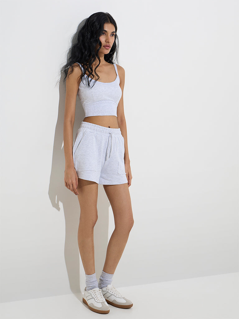 Westside Studiofit Women's Grey Padded Cotton-Blend Bra Top for Sports Wear Full Model View