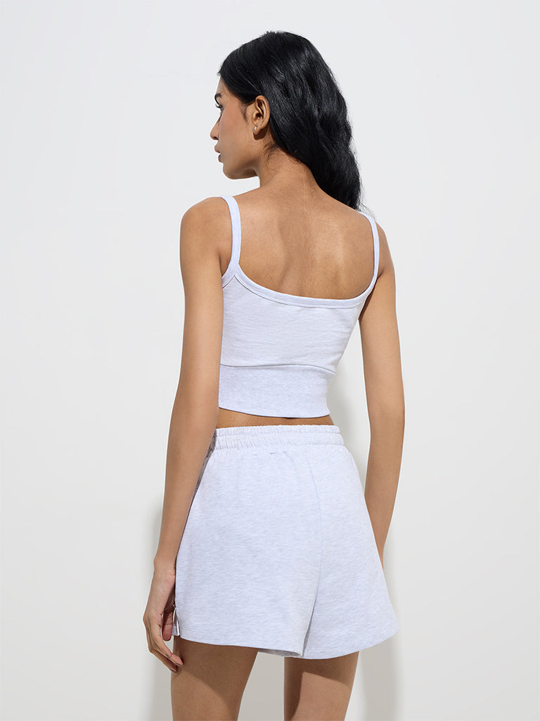 Westside Studiofit Women's Grey Padded Cotton-Blend Bra Top for Sports Wear Back View