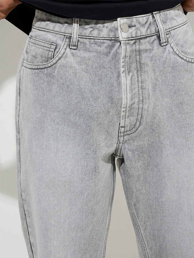 Nuon Grey Washed Relaxed - Fit Mid - Rise Jeans