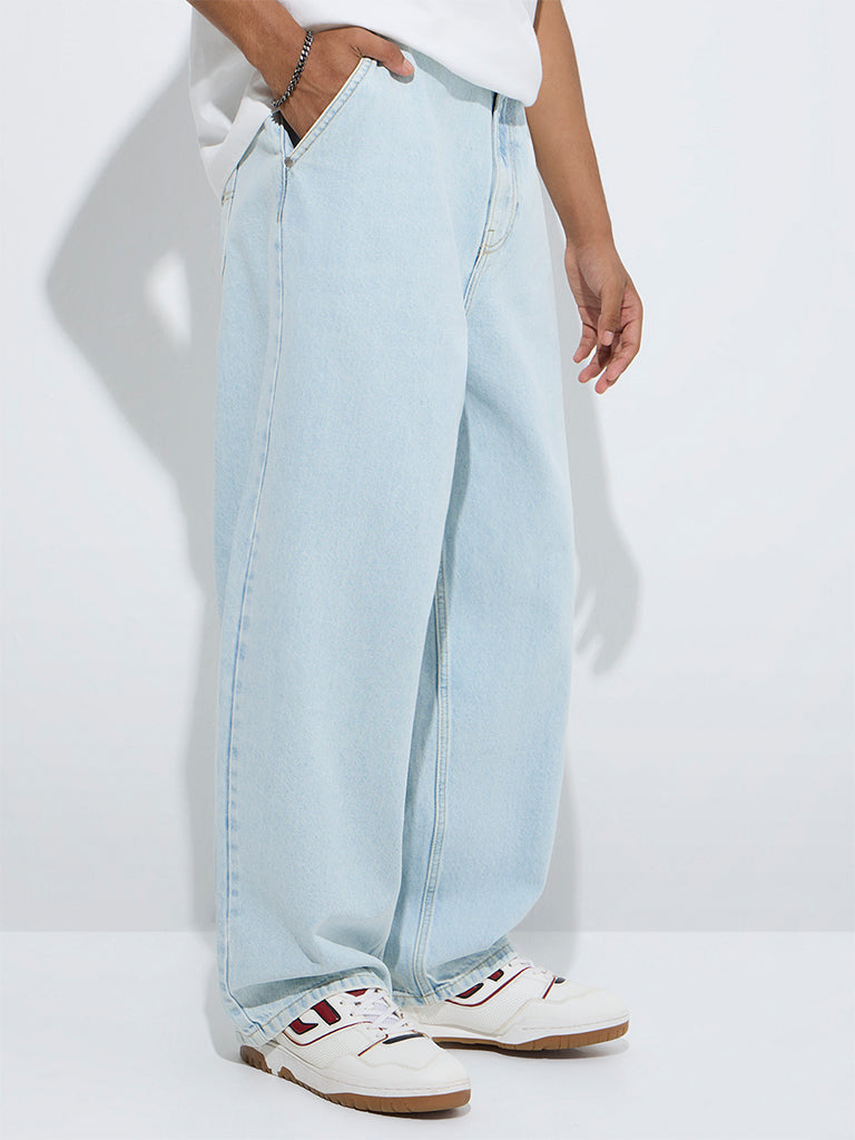 Nuon Light Blue Relaxed-Fit Mid-Rise Jeans