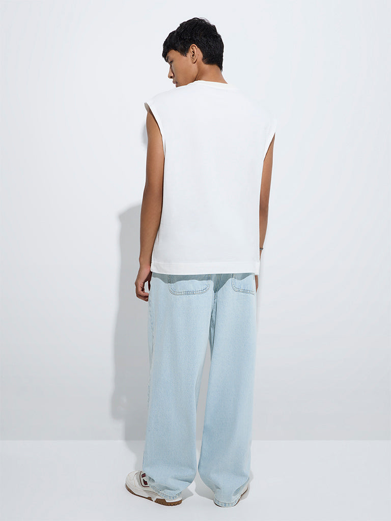 Nuon Light Blue Relaxed-Fit Mid-Rise Jeans