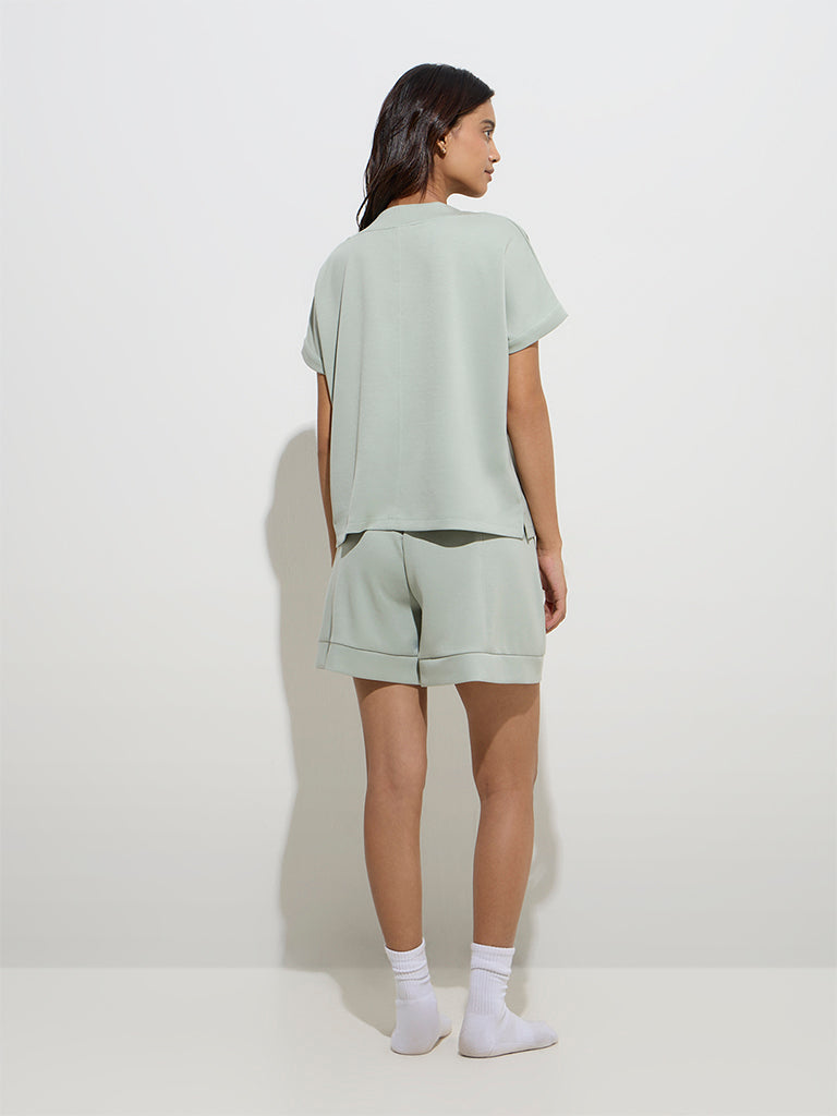 westisde Wunderlove Women's Sage High-Rise Shorts for Casual Wear Back View