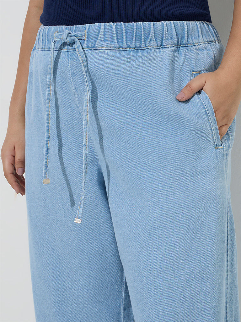 Gia Blue Washed High-Rise Denim Pants