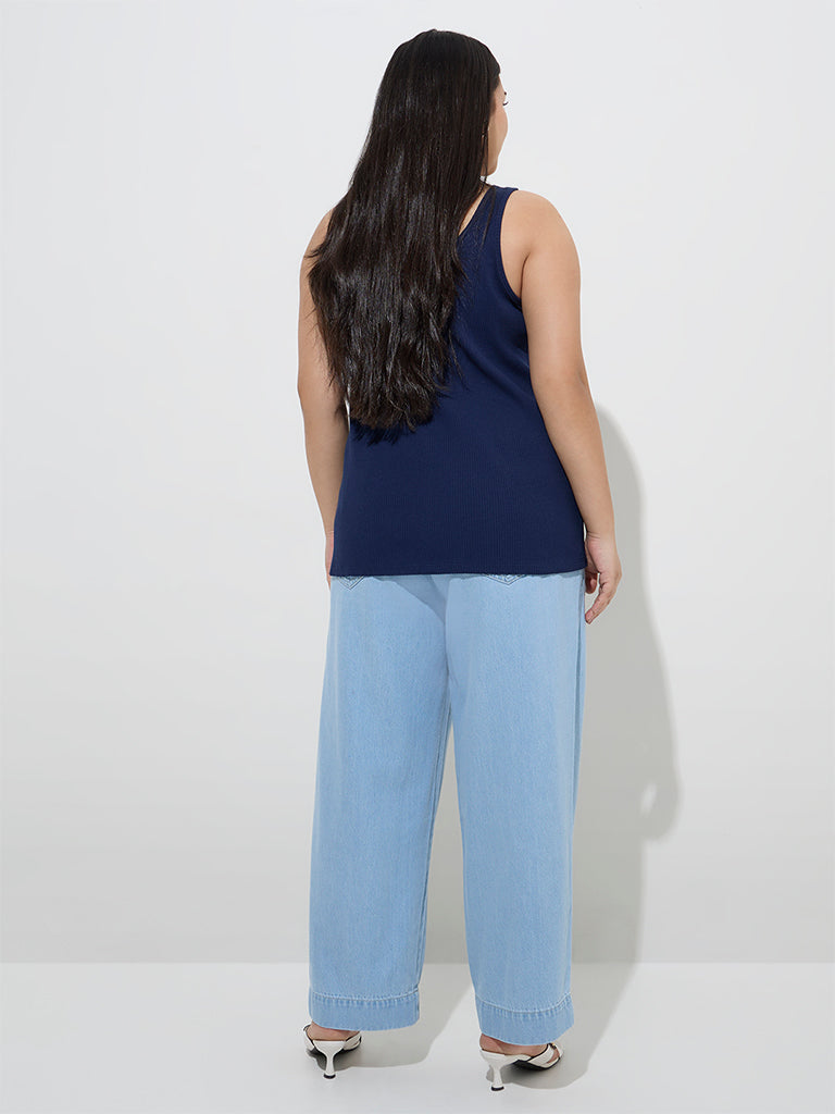 Gia Blue Washed High-Rise Denim Pants