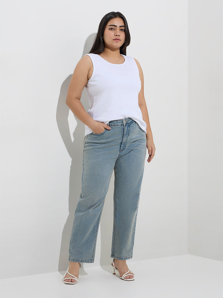 Gia Light Blue Relaxed - Fit High - Rise Jeans