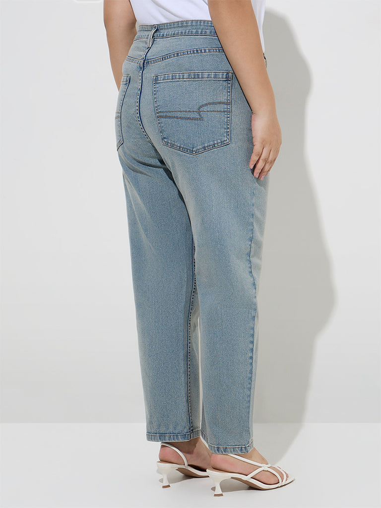 Gia Light Blue Relaxed - Fit High - Rise Jeans