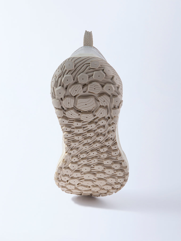 SOLEPLAY Beige Knit-Textured Lace-Up Sneakers