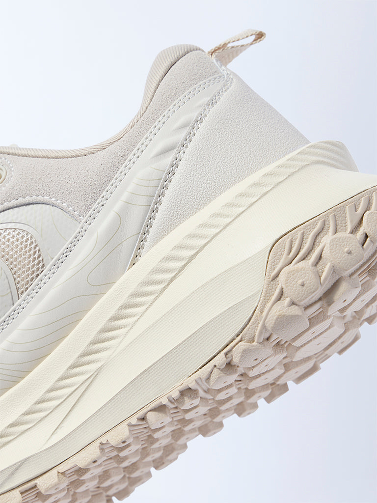 SOLEPLAY Beige Knit-Textured Lace-Up Sneakers