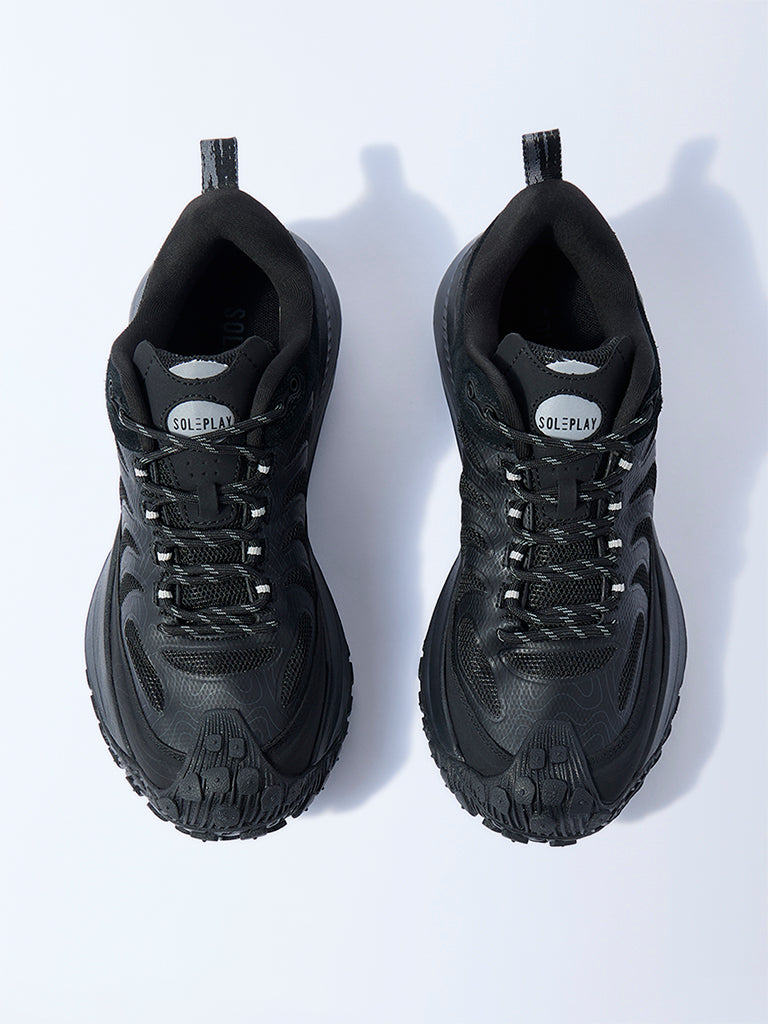 SOLEPLAY Black Chunky Lace-Up Sneakers