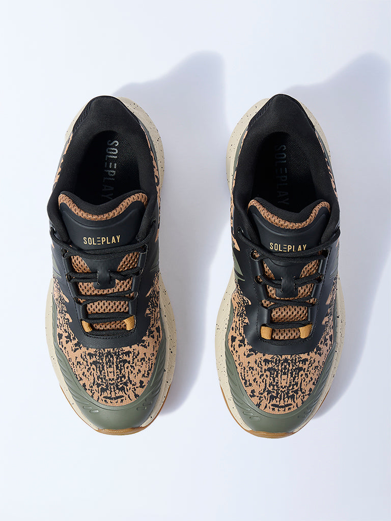 SOLEPLAY Olive Speckle Design Lace-Up Sneakers