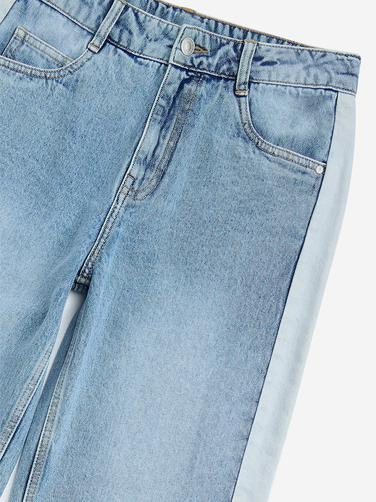 westisde Y&F Boys' Kids Blue Faded Straight-Fit Mid-Rise Jeans for Casual Wear Zoom View